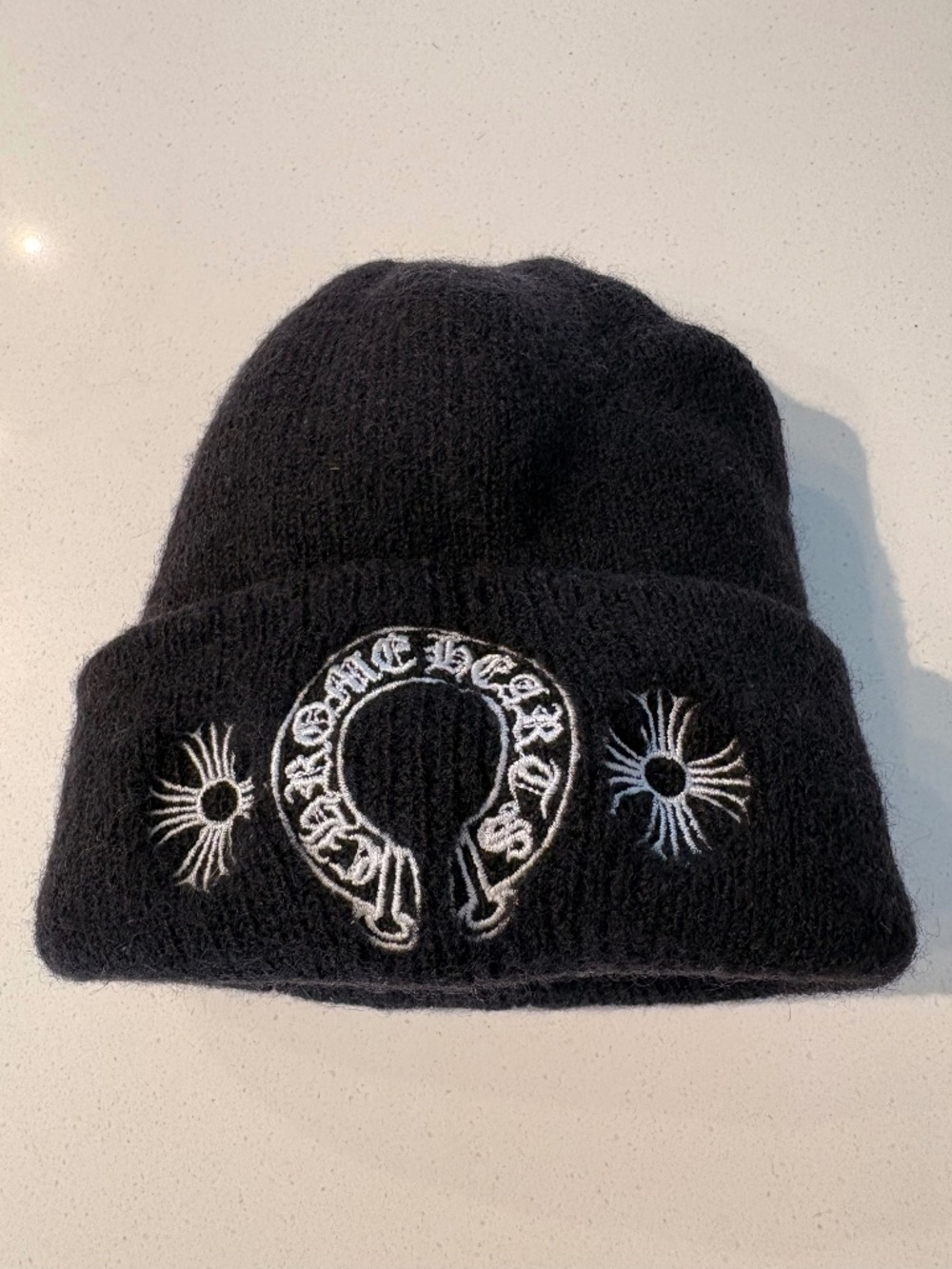 Chrome Hearts Plus Cross Wool Beanie Black White OS